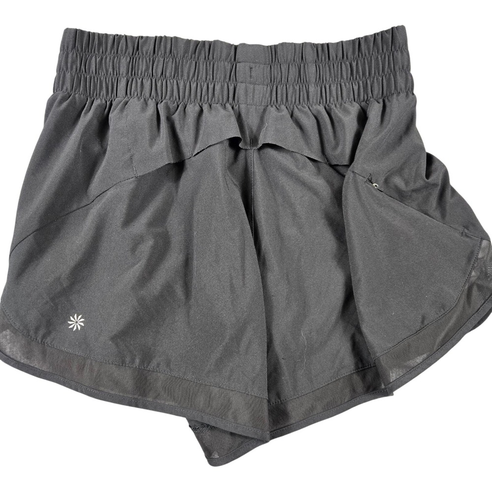 Athleta Mesh Racer Run Shorts Womens Small Black High Rise 3 Inch Athletic Gym